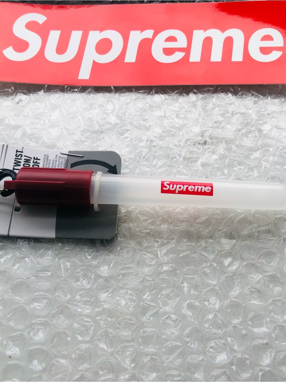 Supreme White Glow Stick with Red Accents